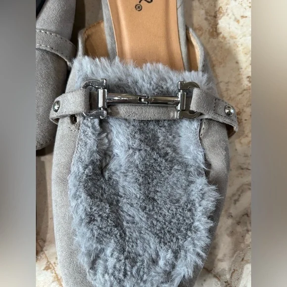 Cupid Gray Suede Flats with Buckle Detail - Picture 4 of 4